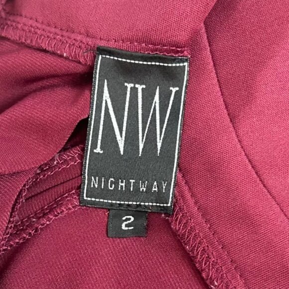 Nightway Wine Red Lace Halter Sleeveless Slit Full Length Cocktail Prom Gown 2 - Picture 7 of 8